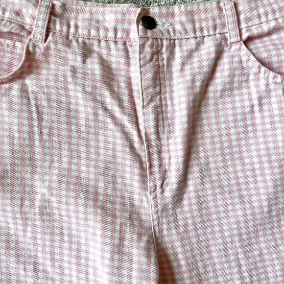 Modern Essentials brand Pink and white Gingham checker print vintage jeans - Picture 2 of 2